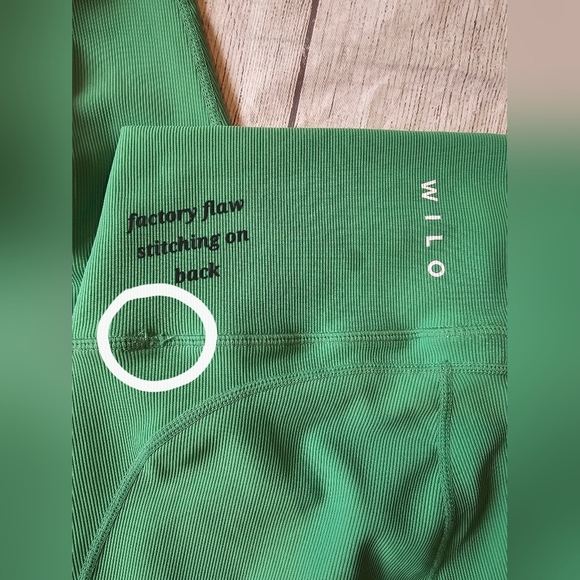 Wilo The Label Size Large Ribbed High Rise 7/8 Leggings Apple Green Activewear - Picture 6 of 9
